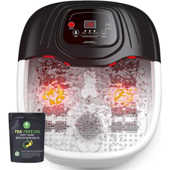 Foot Spa Bath Massager with Heat, Epsom Salt,Bubbles, Vibration and Red Light - Picture 1 of 8